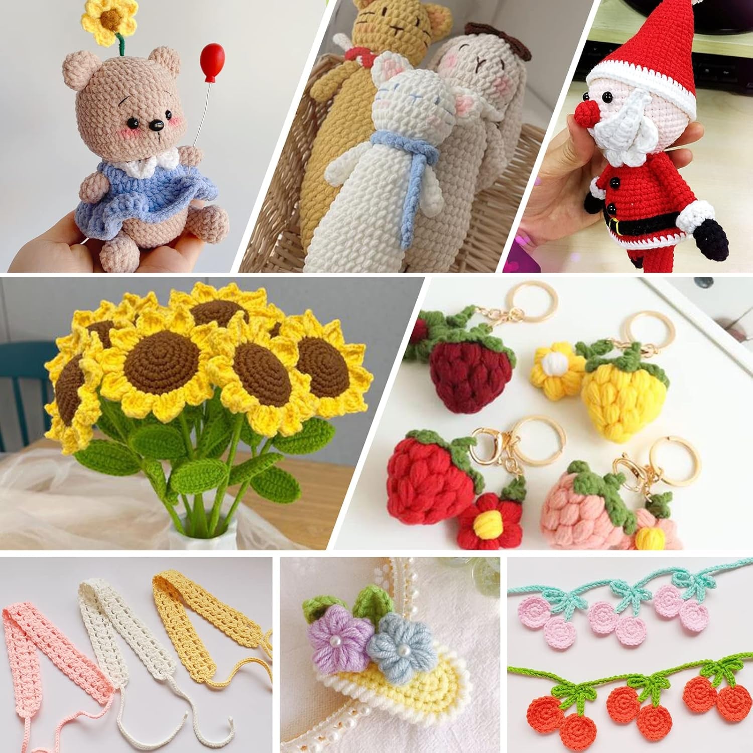 Crochet Kit with Step-By-Step Video Tutorials,Premium Bundle Includes 12 Roll X50Yard Acrylic Yarn Balls, 12 Crochet Hooks, Crochet Bag and All Accessories Kit, Crochet Kit for Beginners