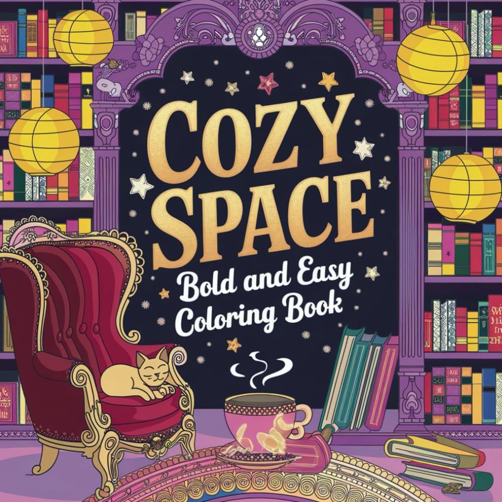 Cozy Space: Super Cute Coloring Book for Adults and Teens Featuring Bold and Easy Cozy Spaces and Relaxing Familiar Corners for Stress Relief(Bold and Easy Coloring Book