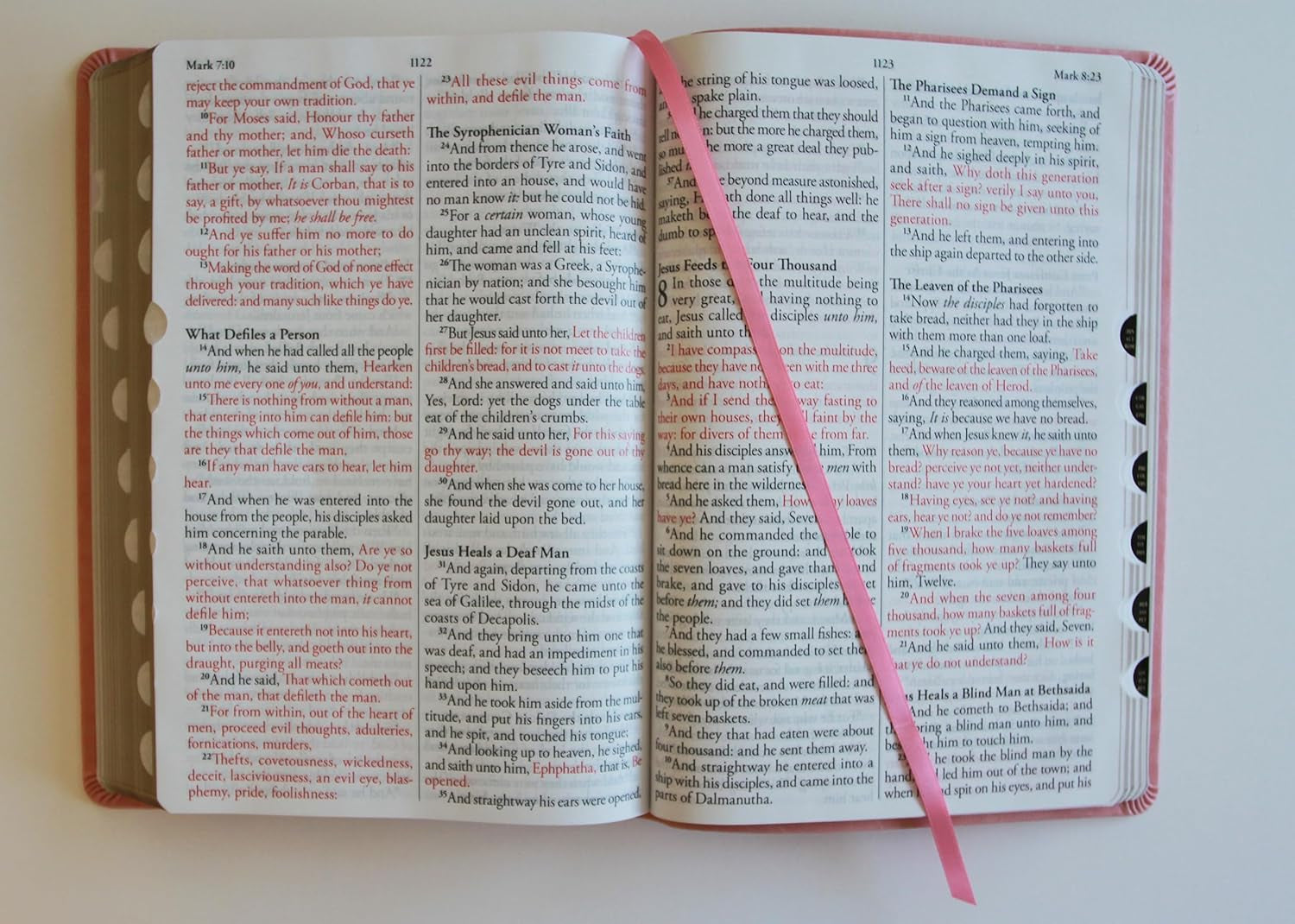 KJV Holy Bible, Giant Print Thinline Large Format, Pink Premium Imitation Leather with Ribbon Marker, Red Letter, and Thumb Index (KJV Large Size Giant Print Editions)