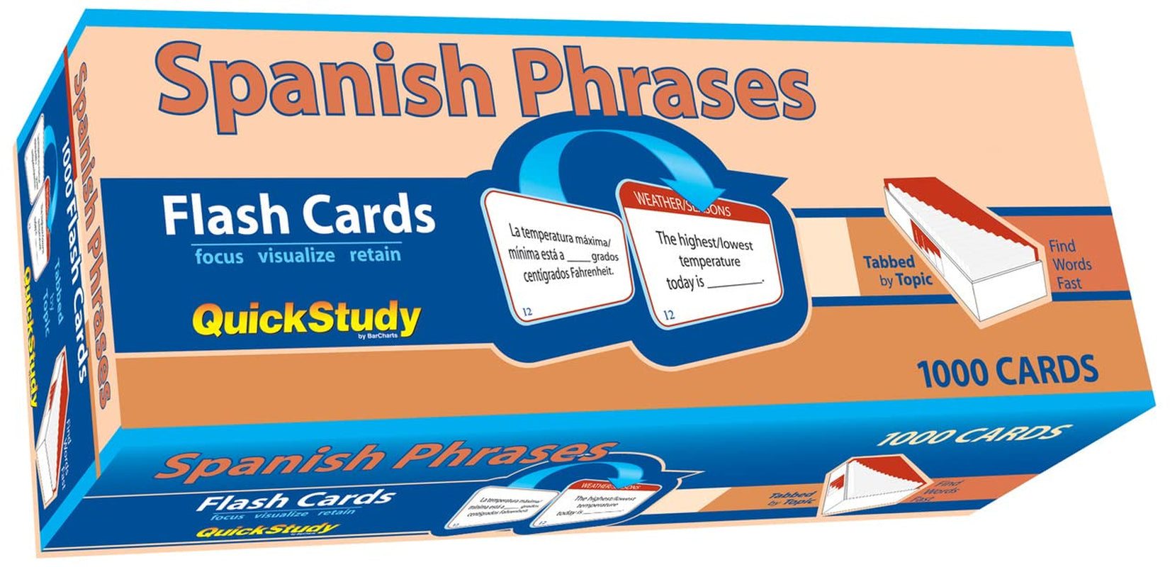 Spanish Phrases Flash Cards (1000 Cards): a Quickstudy Reference Tool (Quickstudy Academic)