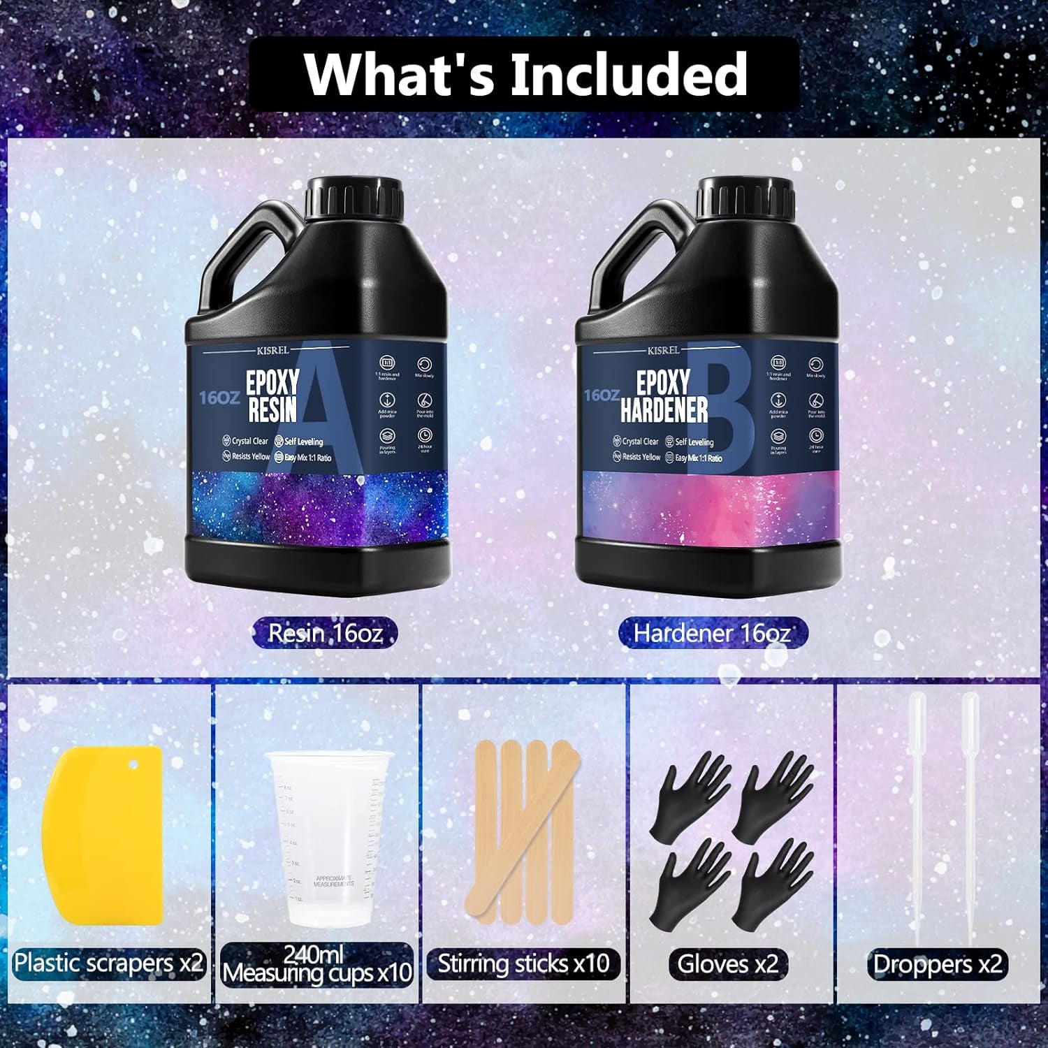 Epoxy Resin 32OZ - Crystal Clear Epoxy Resin Kit - No Yellowing No Bubble Art Resin Casting Resin for Art Crafts, Jewelry Making, Wood & Resin Molds(16Oz X 2)