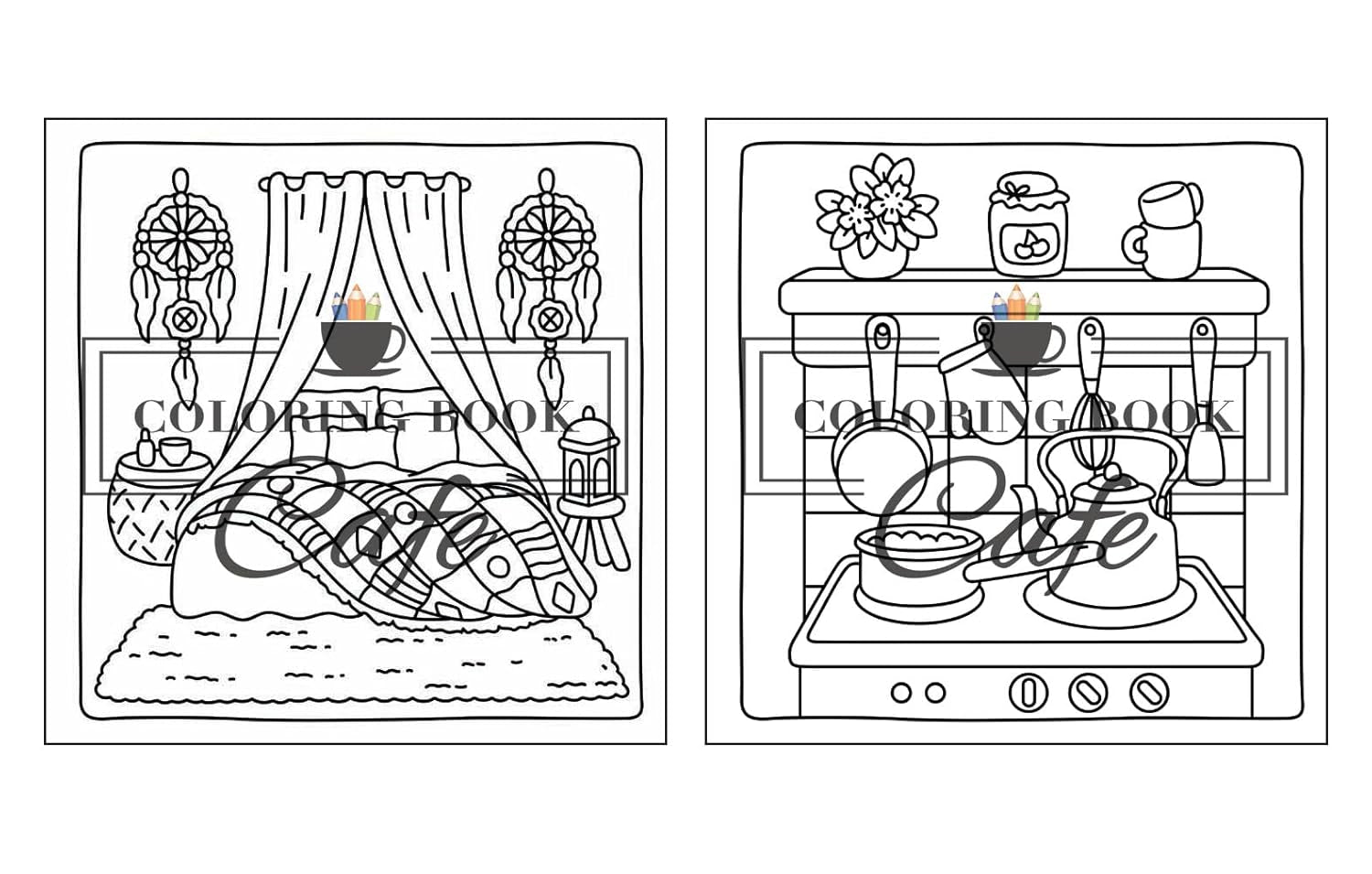 Cozy Corners: Coloring Book for Adults and Teens Featuring Super Cute Nooks and Hygge Spaces for Relaxation (Cute and Comfy Coloring Books)