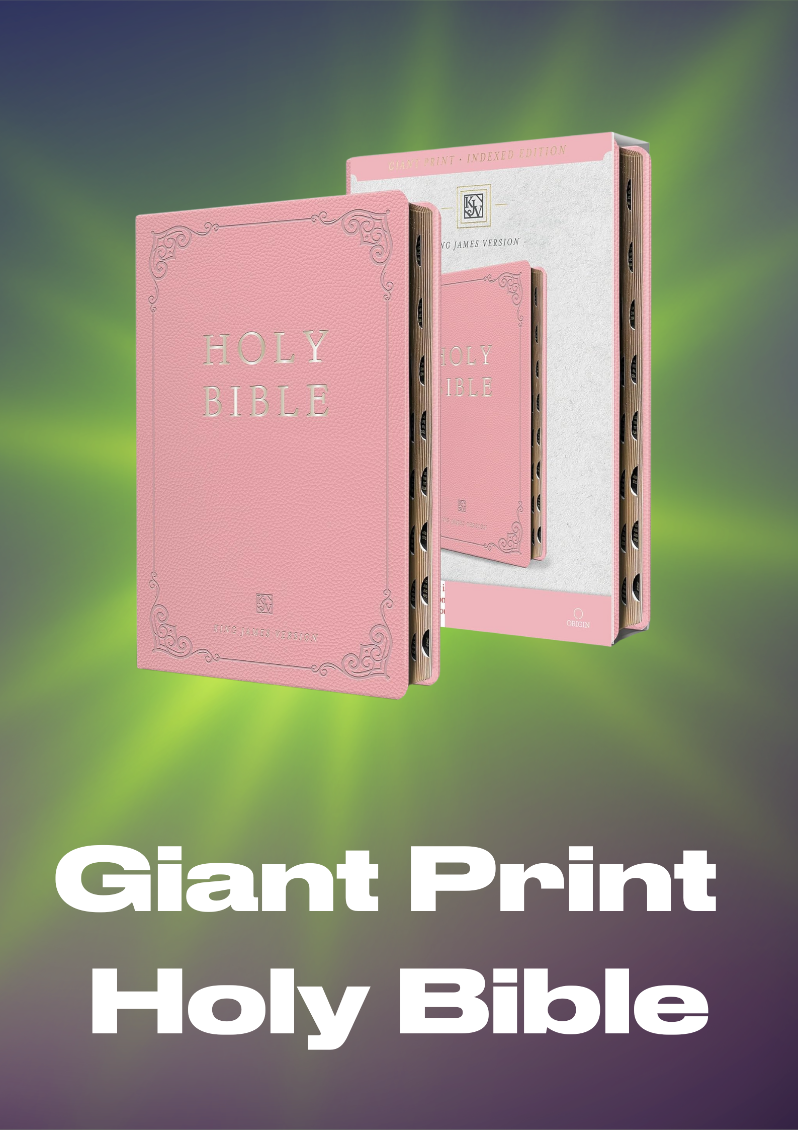 KJV Holy Bible, Giant Print Thinline Large Format, Pink Premium Imitation Leather with Ribbon Marker, Red Letter, and Thumb Index (KJV Large Size Giant Print Editions)