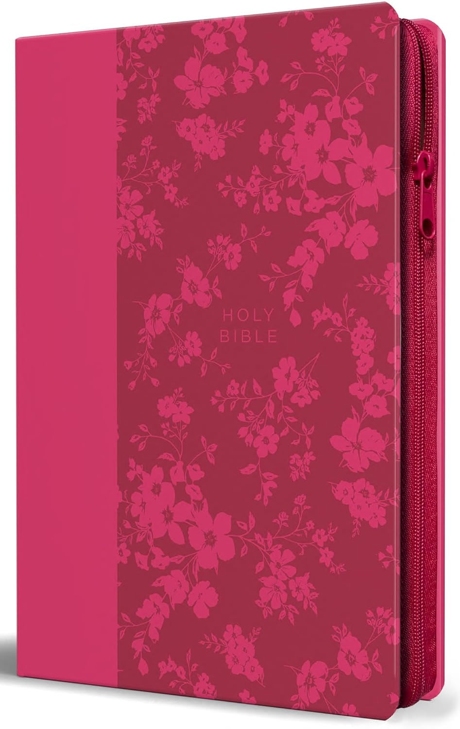 KJV Holy Bible, Large Print Handy Size, Fuchsia Premium Imitation Leather W/Ribbon Marker, Red Letter, Zipper (KJV Medium Size Large Print Editions)