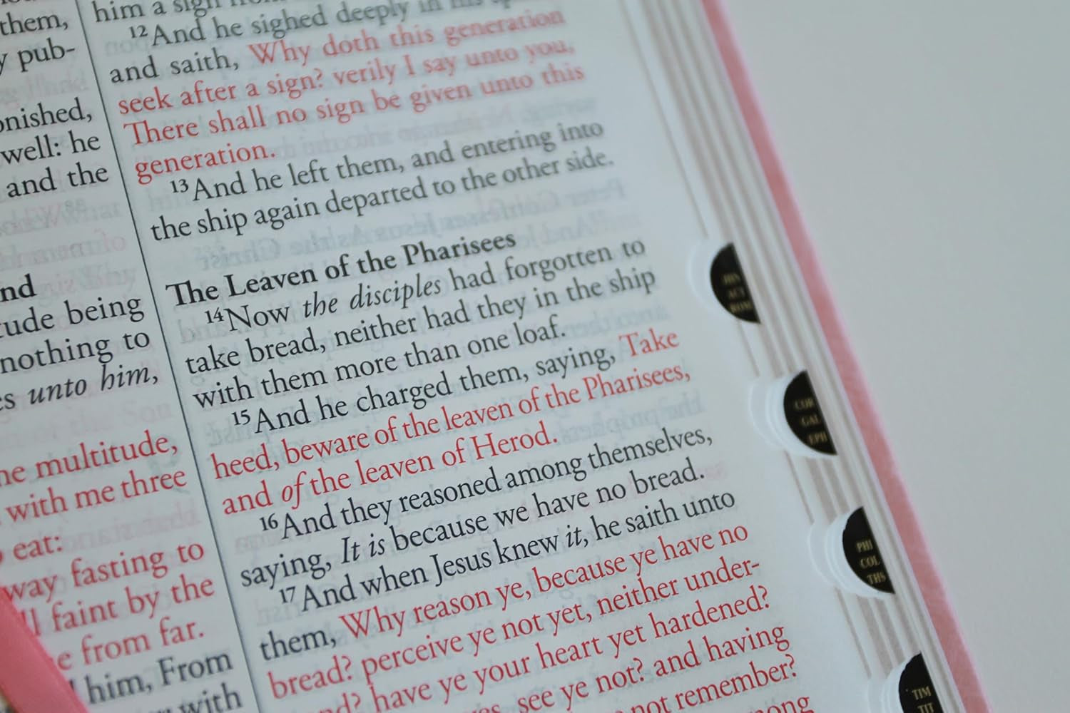 KJV Holy Bible, Giant Print Thinline Large Format, Pink Premium Imitation Leather with Ribbon Marker, Red Letter, and Thumb Index (KJV Large Size Giant Print Editions)