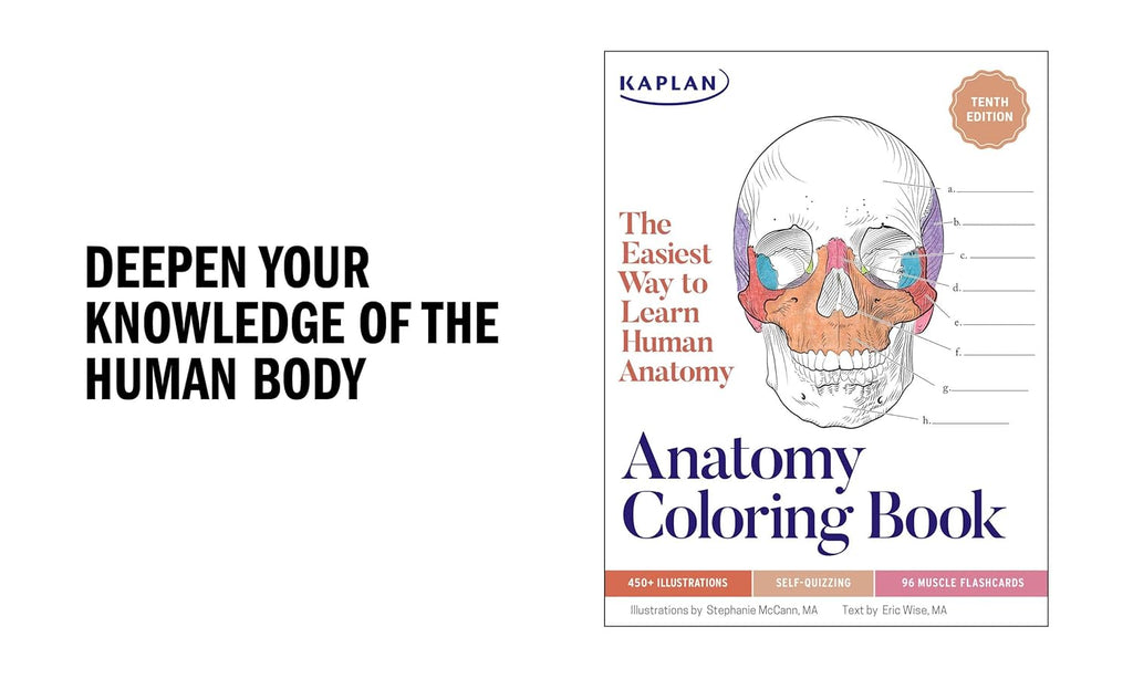 Anatomy Coloring Book with 450+ Realistic Medical Illustrations with Quizzes for Each (Kaplan Test Prep)