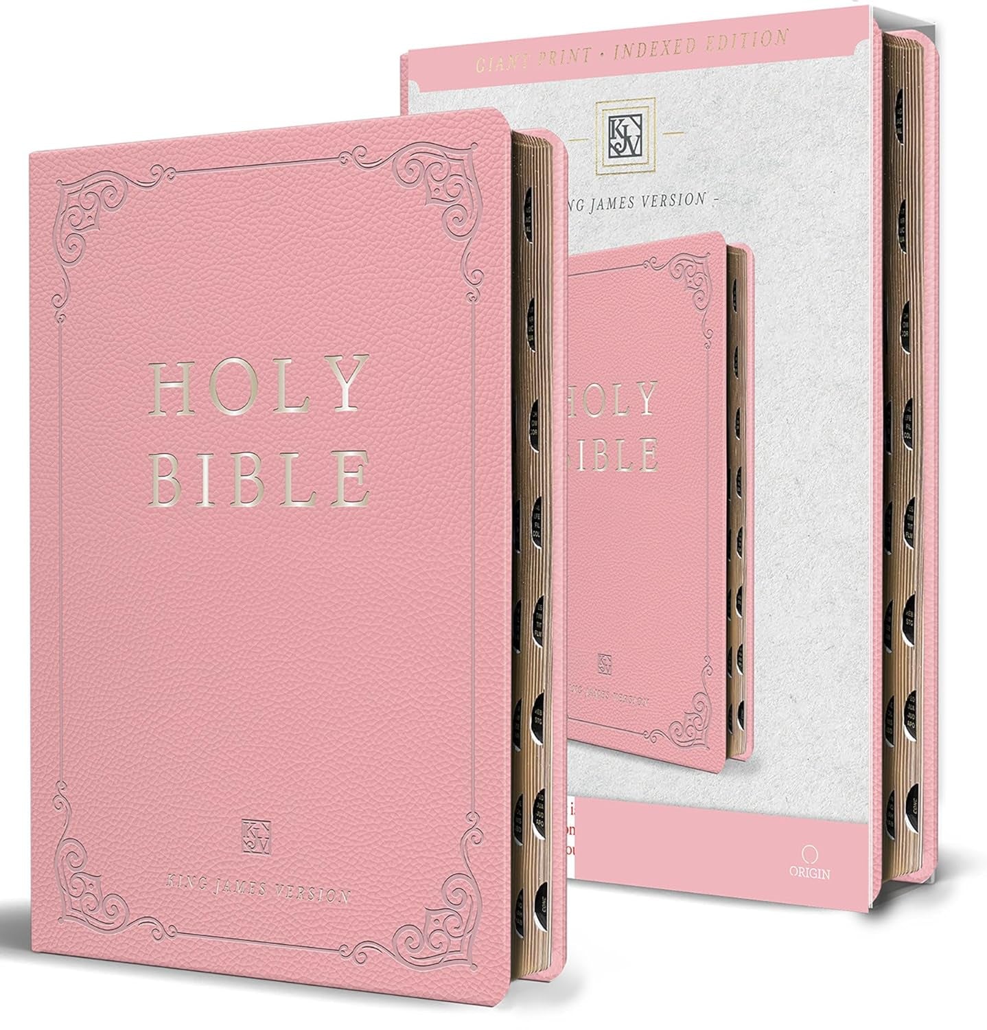 KJV Holy Bible, Giant Print Thinline Large Format, Pink Premium Imitation Leather with Ribbon Marker, Red Letter, and Thumb Index (KJV Large Size Giant Print Editions)