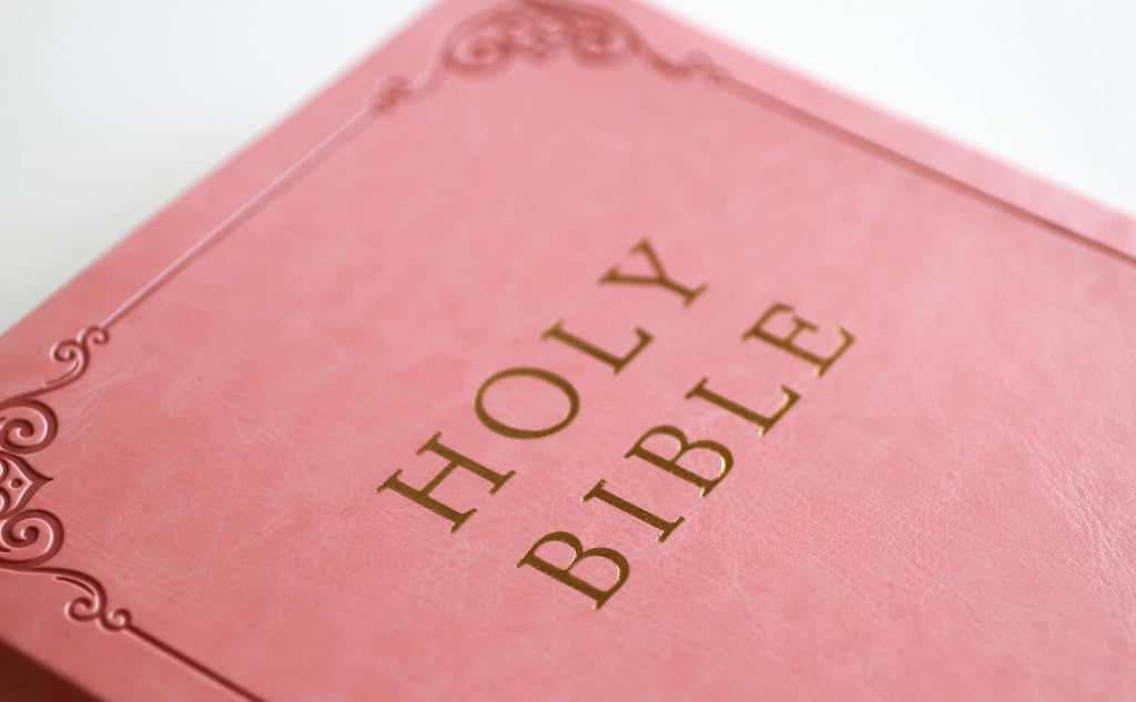 KJV Holy Bible, Giant Print Thinline Large Format, Pink Premium Imitation Leather with Ribbon Marker, Red Letter, and Thumb Index (KJV Large Size Giant Print Editions)