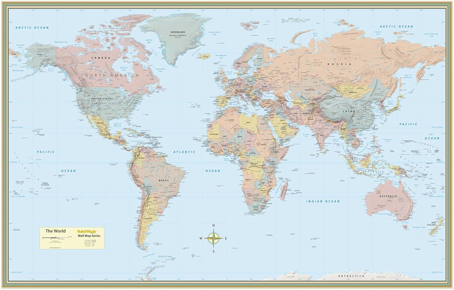 World Map Poster (32 X 50 Inches) - Laminated: a Quickstudy Reference Tool