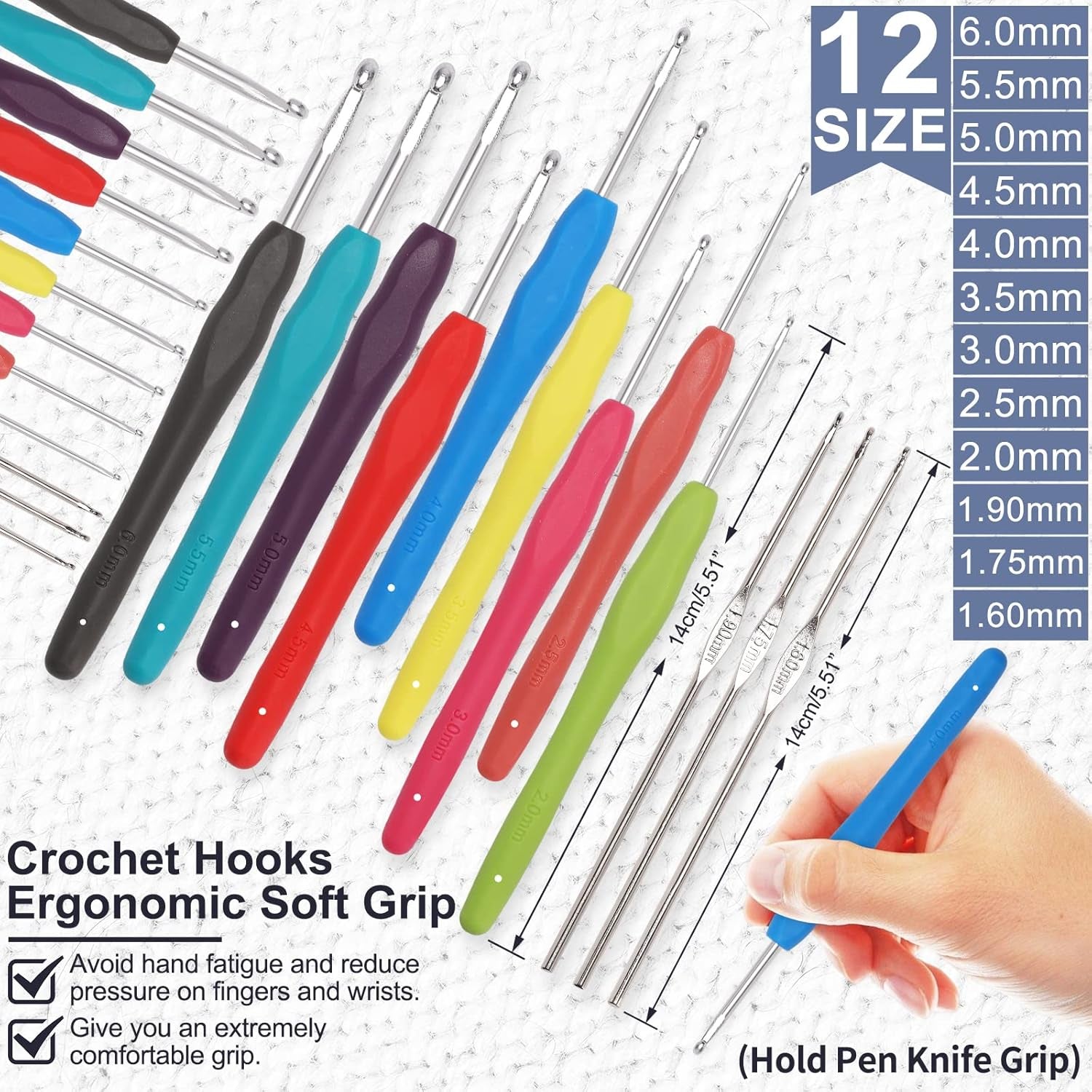 Crochet Kit with Step-By-Step Video Tutorials，Premium Bundle Includes 12 Roll X50Yard Acrylic Yarn Balls, 12 Crochet Hooks, Crochet Bag and All Accessories Kit, Crochet Kit for Beginners