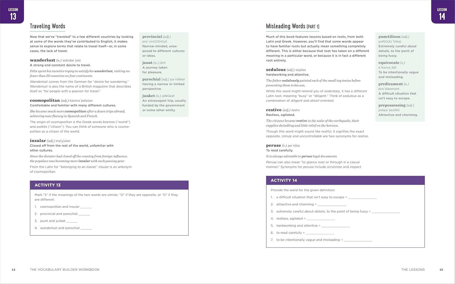 The Vocabulary Builder Workbook: Simple Lessons and Activities to Teach Yourself over 1,400 Must-Know Words