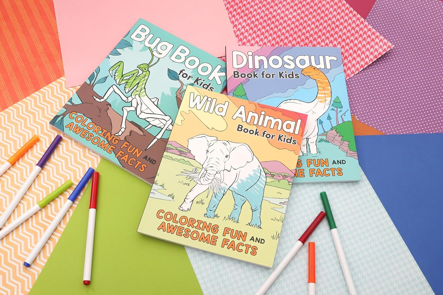 Coloring Book Box Set: 3 Books for Coloring Fun and Awesome Facts about Dinosaurs,Bugs,And Wild Animals(Perfect Gift for Kids Ages 3-7) (A Did You Know? Coloring Book)