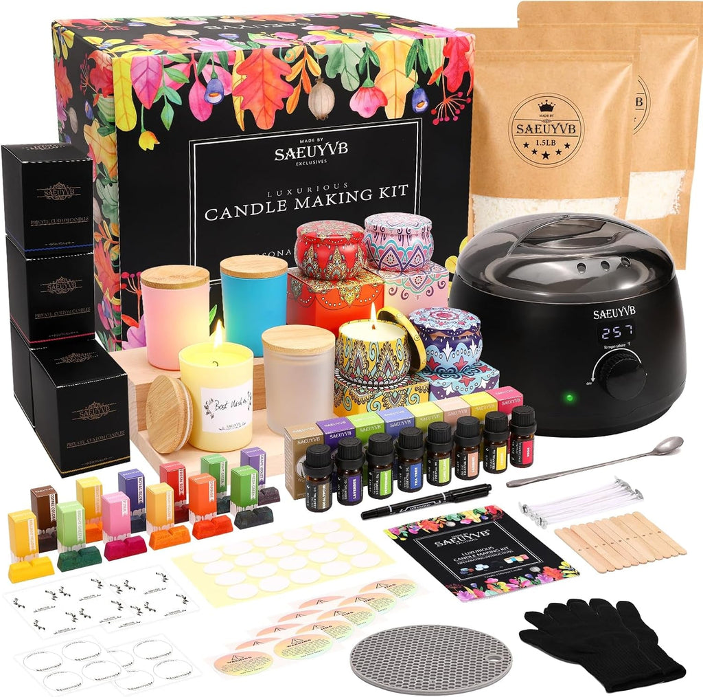 Candle Making Kit with Hot Plate Full Set - for Adult - DIY Starter Soy Candle Making Supplies - Perfect as Home Decorations